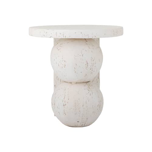 Table d\'appoint Tally / Ø 46 x H 46 cm - Résine effet pierre - Bloomingville - Blanc - Résine effet pierre