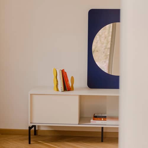 Wandspiegel Aku holz blau / B 70 x H 90 cm - NOO.MA - Süße Heidelbeerfarben -  Verre miroir, Birkenholzfurnier