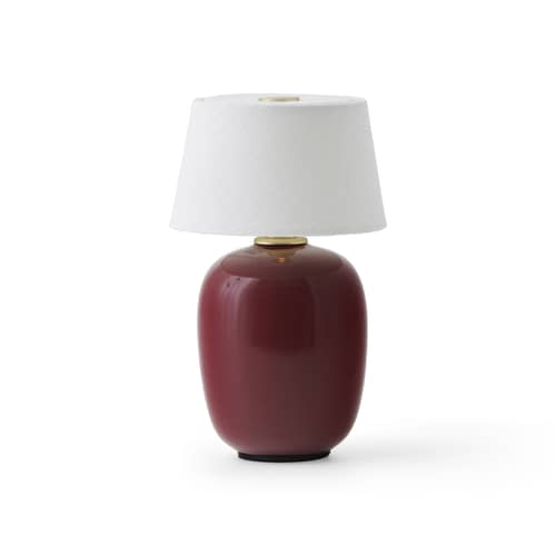 Torso Wireless rechargeable lamp ceramic red / Ø 12 x H 20 cm - Ceramic & fabric - Audo Copenhagen - Ruby red - Brass, Ceramic, Linen