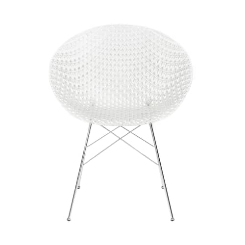 Smatrik Armchair plastic material transparent / Plastic seat & metal legs - Kartell - Crystal / Chrome - Chromed steel, Polycarbonate