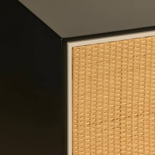 Buffet Essence bois noir / L 180 x H 75 cm - rotin - Maison Sarah Lavoine - Noir & rotin - Bois laqué, Métal, Moelle de rotin