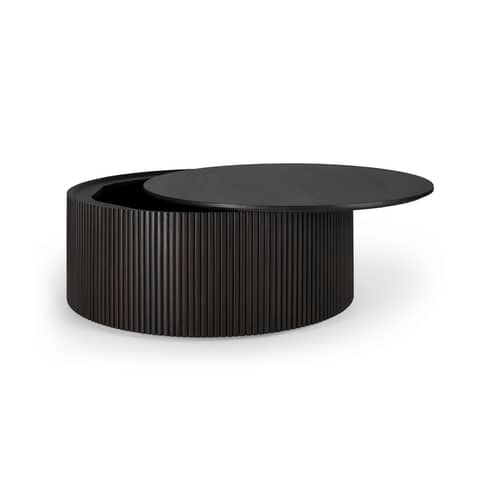 Roller Max Coffee table black natural wood / Box - Ø 80 x H 30 cm / Mahogany - Ethnicraft - Mahogany - Stained mahogany
