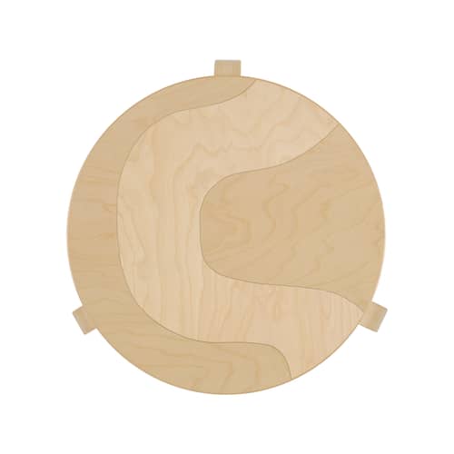 Couchtisch 90D holz natur / Ø 48 x H 44 cm - Artek + Marimekko, Limitierte Auflage 90. Geburtstag - ARTEK - Muster Seireeni / Birke - Birke, massiv, Birkenfurnier