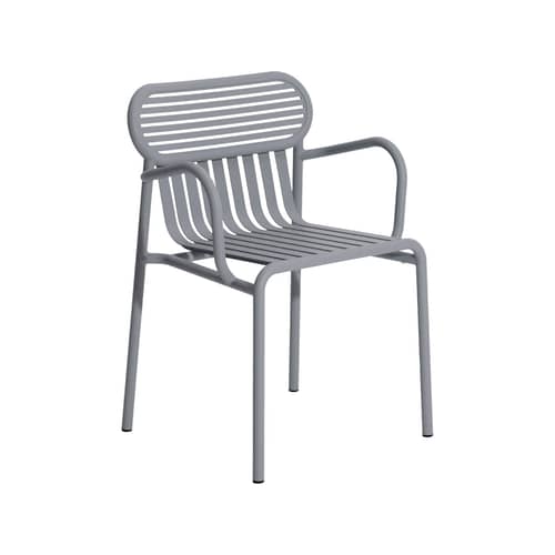Fauteuil bridge empilable Week-end métal gris / Aluminium - Petite Friture - Gris Pierre - Aluminium