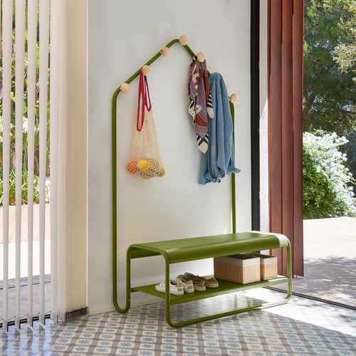 Garderobe Funambule metall rot / B 113 x T 47,5 x H 180 cm - Bank & Garderobe - Fermob - Pepper - Esche massiv, Stahl