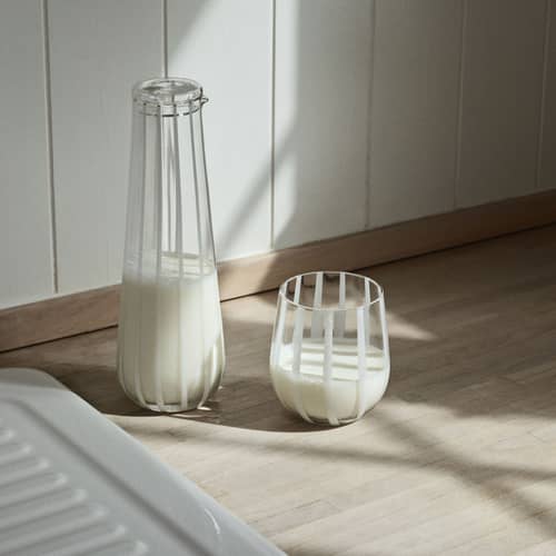 Glas Stripe glas weiß / 35 cl - BROSTE COPENHAGEN - Weiß gestreift - mundgeblasenes Glas