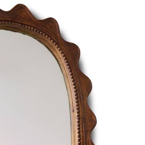 Miroir mural Wooden Ripple bois marron / 61 x 135 cm - HK LIVING - Bois - Bois de manguier, Verre