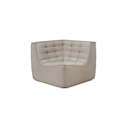 Canapé modulable N701 / Module d\'angle carré 90° - Coton recyclé - Ethnicraft - Ecru Eco (coton recyclé) - Bois, Coton recyclé, Mousse PU haute densité