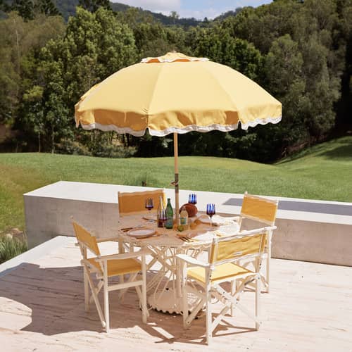 Ombrellone The Club tessuto blu / Ø 200 cm - BUSINESS & PLEASURE - Striscia blu / Striscia Laurens - Alluminio, Fibra di vetro, Tessuto per esterni
