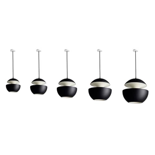 Here Comes The Sun Pendant metal black Ø 35 cm - 1970 reissue - DCW éditions - Black / White inside - Aluminium, Textile