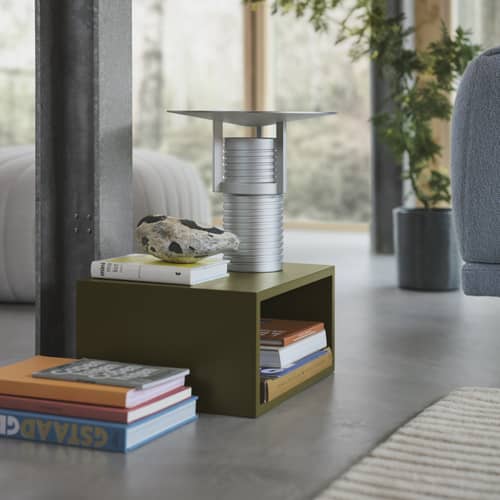 Regal Stacked holz grün / Small rechteckig 43x21 cm / Ohne Boden - Muuto - Grün Kakigrün - mitteldichte bemalte Holzfaserplatte