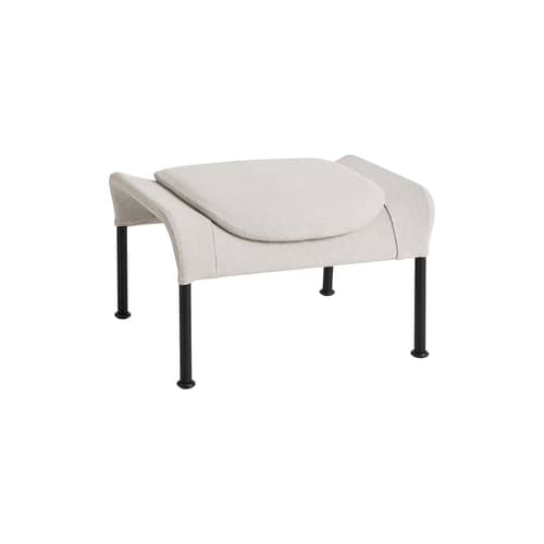 Repose-pieds O2 tissu beige - Hay - Gris clair doux - Acier thermolaqué, Mousse moulée, Tissu autoportant