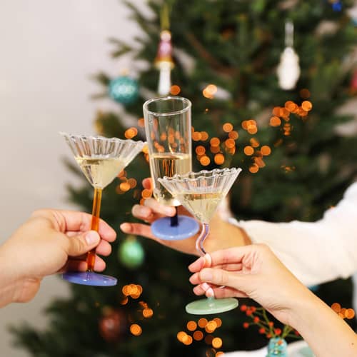 Sektgläser Mingle glas blau / 2er-Set - & klevering - Blau - Glas