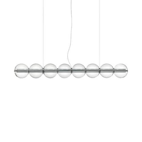 Suspension Luce Sferica S1 verre transparent / L 167 cm - Flos - L 167 cm - Aluminium poli, Verre soufflé main