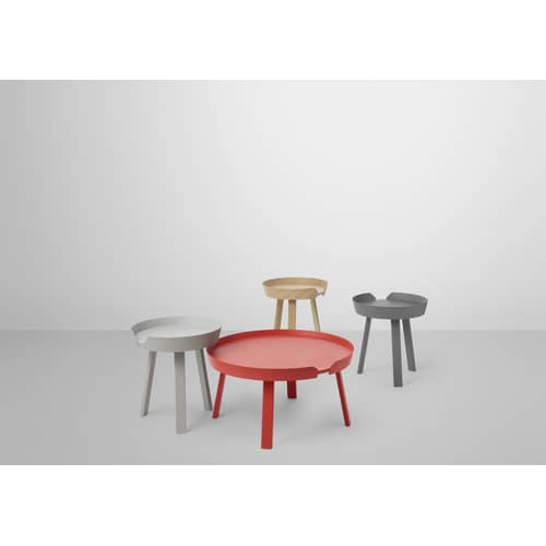 Table basse Around Small bois blanc / Ø 45 x H 46 cm - Muuto - Blanc - Frêne teinté