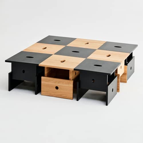 Table d\'appoint Wood Box bois noir / 40 x 40 x H 35 cm - Hay - Noir - Chêne massif laqué