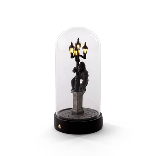 My Little Kong LED Table lamp glass transparent / LED - H 22 cm - Seletti - Black / Transparent - Glass, Resin