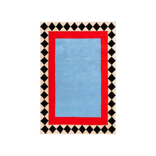 Tapis Swimming Pool / 180 x 120 cm - Laine tuftée main - COLORTHERAPIS - 180 x 120 cm / Bleu, rouge & noir - Laine de Nouvelle-Zélande