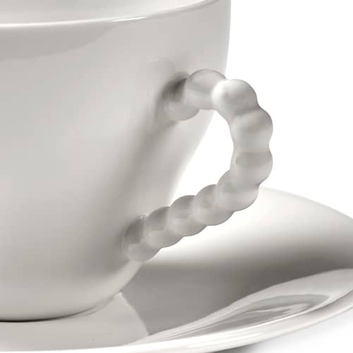 Set de 2 tasses avec soucoupes Perle Fine - Serax - Blanc - Porcelaine émaillée
