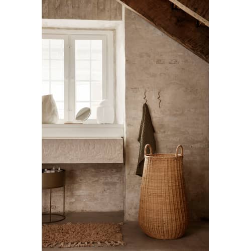 Wäschekorb Braided faser holz natur / Ø 42 x H 80 cm - Rattan - Ferm Living - Rattan Natur - Geflochtenes Rattan