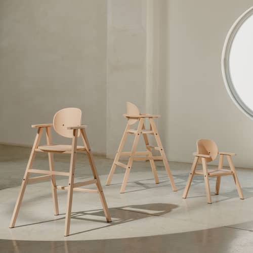Growing Green Adjustable high chair natural wood / 3 positions: from 6 months to 6 years - NOBODINOZ - High chair - Natural beechwood, Plywood