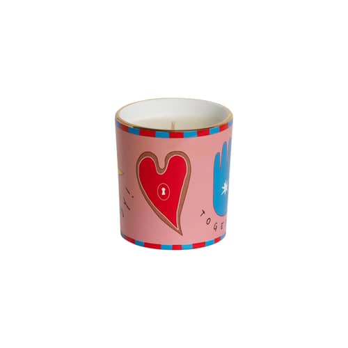 Bougie parfumée Joy céramique rose / Ø 9.5 x H 10.3 cm - Bitossi Home - Rose & multicolore - Cire, Porcelaine