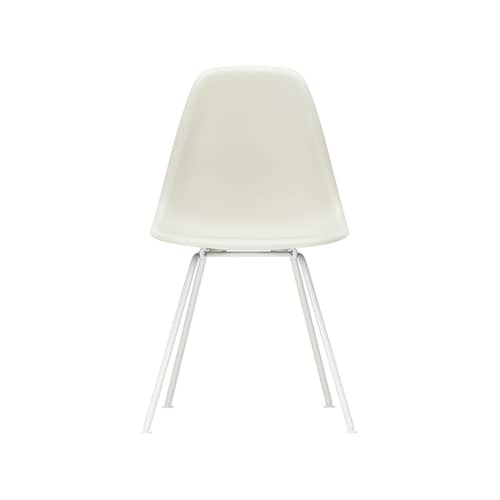 Chaise RE DSX - Eames Plastic Side Chair / (1950) - Pieds blancs / Recyclé - Vitra - Gris galet / Pieds blancs - Acier laqué époxy, Plastique recyclé post-consommation