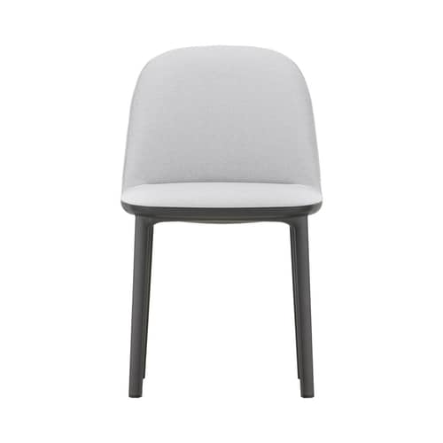 Chaise rembourrée Softshell Side Chair tissu gris / 4 pieds - Vitra - Gris Galet (tissu Dumet) - Mousse polyuréthane, Polyamide renforcé de fibre de verre, Tissu