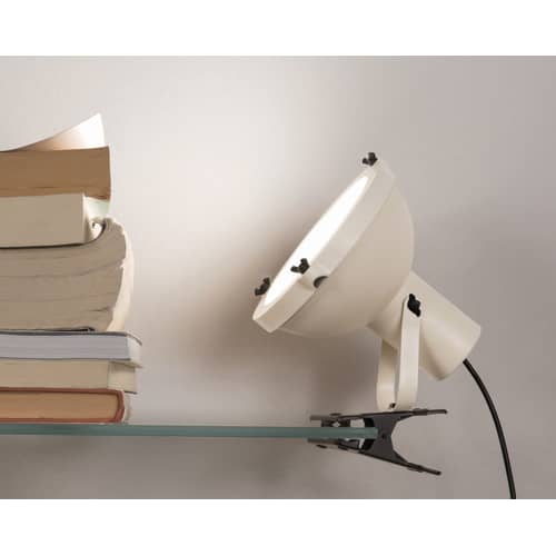 Projecteur 165 Clip light metal white beige by Le Corbusier / Reissued 1954 - Nemo - White sand - Opal Glass, Painted aluminium, Painted steel