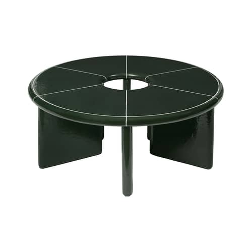 Couchtisch Deya stein grün / Ø 80 x H 32 cm - Emaillierter Beton - Ferm Living - Dunkelgrün - Beton