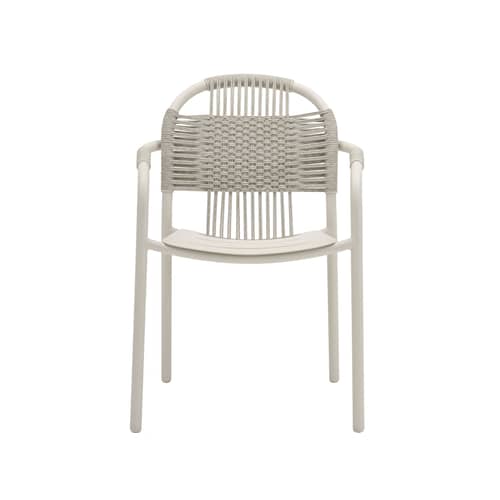 Fauteuil empilable Cleo / Corde polypropylène - Vincent Sheppard - Blanc Dune - Aluminium thermolaqué, Corde polypropylène