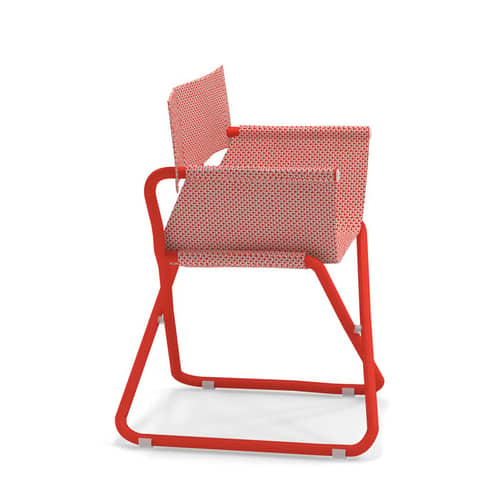 Snooze Directeur Folding armchair textile red / Fabric & Metal - Emu - Red / Red structure - Technical fabric, Varnished steel