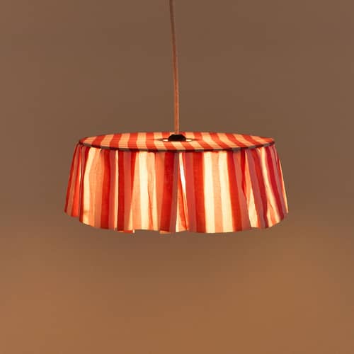 Vibes Lampshade textile red / Ø 40 x H 12 cm - Cotton voile - NOBODINOZ - Red / Stripes - Iron, Organic cotton voile