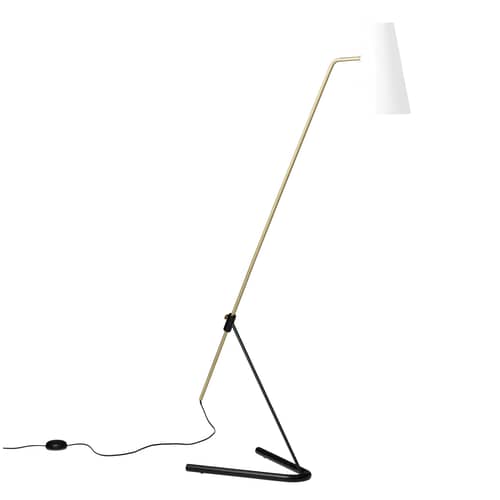 Lampadaire G21 Perforé métal blanc / Orientable - Réédition 1951, Pierre Guariche - SAMMODE STUDIO - Blanc perforé - Aluminium, Laiton, Métal