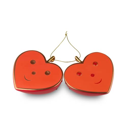 Palle di Natale Fleurs de Jorì ceramica rosso oro / Cuore e Cuora - Porcellana dipinta a mano - Alessi - Cuore - Porcellana