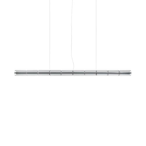 Luce Cilindrica S2 Pendant glass transparent / L 207 cm - Flos - L 207 cm - Borosilicated glass, Polished aluminium