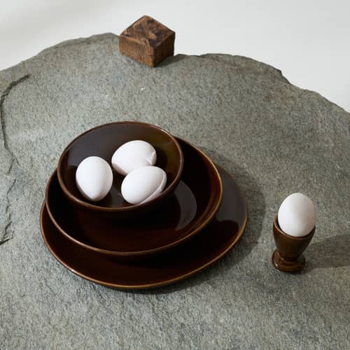 Out of Lines Plate ceramic brown / Set of 2 - Ø 27.5 cm - Serax - Ochre - Enamelled sandstone