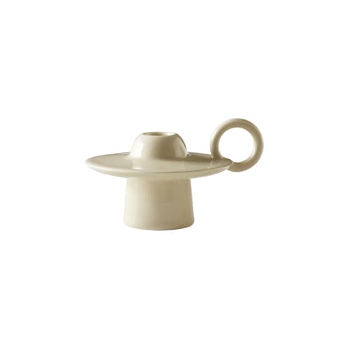 Portacandela Momento JH39 ceramica bianco / Jaime Hayon - Ø 11,8 x H 8,5 cm - &tradition - Avorio - Ceramica smaltata