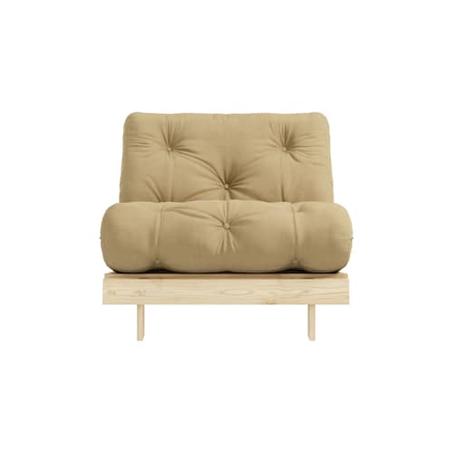 Fauteuil convertible Roots / Dormeuse & lit d\'appoint - 3 positions / Structure pin clair - KARUP DESIGN - Beige doré 758 / Pin clair - Fibres recyclées mélangées, Mousse, Pin massif certifié FSC, Tissu