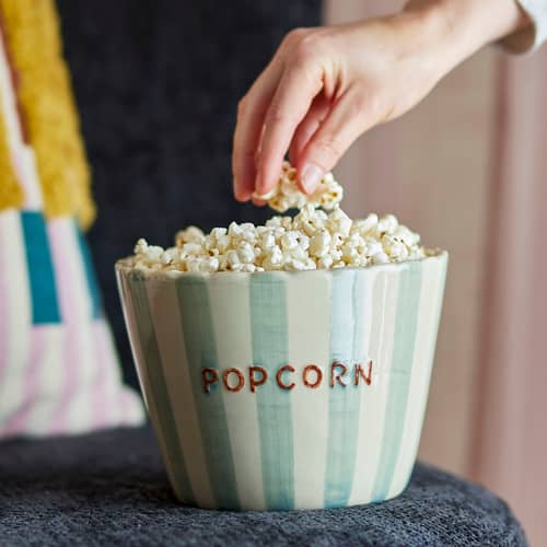 Salatschüssel Chip - Pop Corn keramik blau / Ø 17,5 x H 13,5 cm - Bloomingville - Pop Corn / Blau / Ø 17,5 x H 13,5 cm - Sandstein