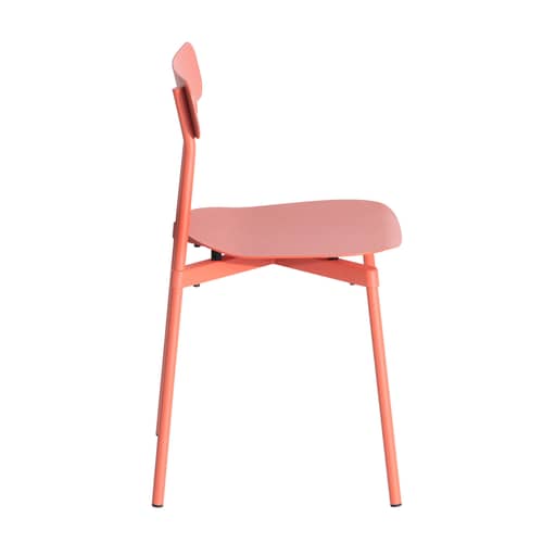 Sedia impilabile Fromme metallo arancione / Alluminio - Petite Friture - Corallo - Alluminio