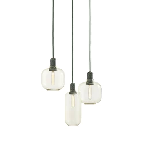 Suspension Amp Large verre marbre jaune marron or / Ø 11,2 x H 26 cm - marbre - Normann Copenhagen - Doré / Marbre vert jade - Marbre, Verre