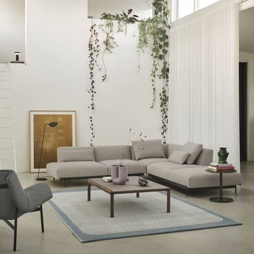 Table basse Couple céramique beige / 84.5 x 120 x H 35 cm - Plateau grès réversible - Muuto - Sable / Chêne foncé - Chêne huilé teinté, Grès cérame