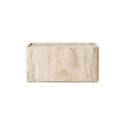 Table d\'appoint Pietra pierre blanc / 30 x 80 x H 40 cm - Travertin - Gubi - Blanc neutre - Travertin