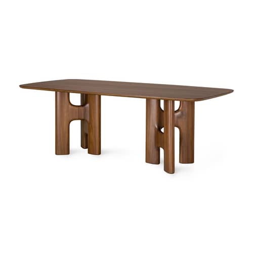 Table rectangulaire Flow bois marron / 220 x 110 cm - 8 personnes - Ethnicraft - Teck marron - Teck massif verni