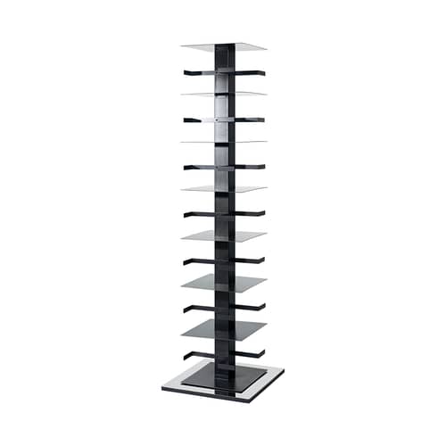 Bibliothèque rotative Ptolomeo H 197 cm / 4 faces - Livres vertical - Opinion Ciatti - Noir / Acier - Acier laqué