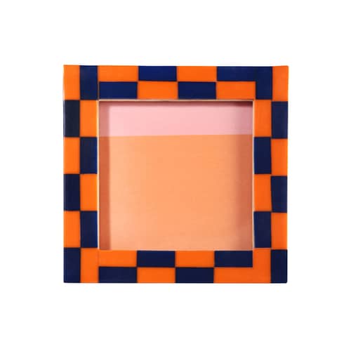 Cadre-photo Check Square plastique orange / 13 x 13 cm - Polyrésine - & klevering - Orange - MDF, Polyrésine