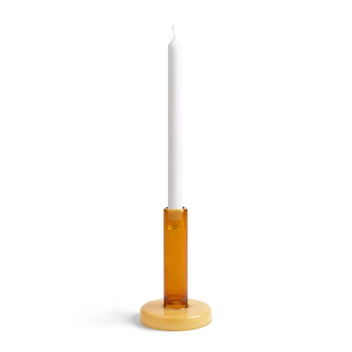 Bole Small Candle stick glass orange / Ø 10 x H 15 cm - & klevering - Amber / Yellow - Borosilicated glass