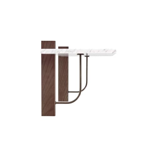 Corbel Shelf stone white / L 100 cm - Audo Copenhagen - White marble - Carrare marble, Dark-stained oak veneered MDF, Steel