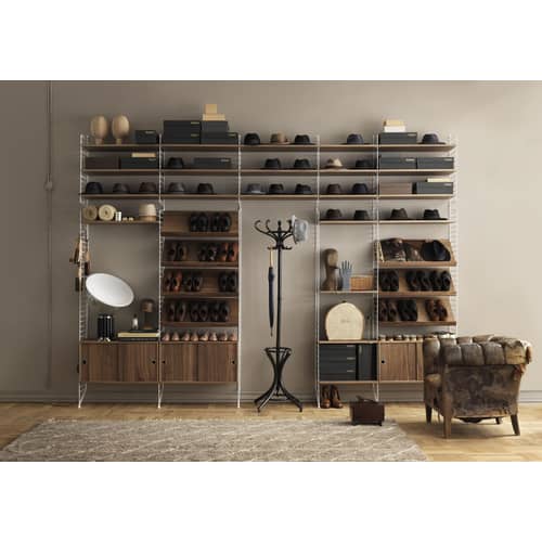 Lot de 3 étagères - L 78 x P 30 cm - String Furniture - Noyer - Aggloméré plaqué